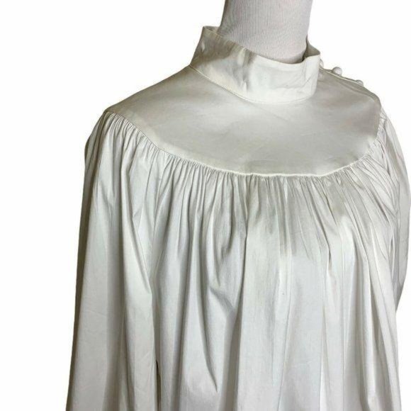 Ann Taylor Balloon Sleeve Mock Neck Peasant Blouse - Picture 3 of 10